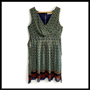 Gardencore CottageCore Floral Print Sleeveless V Neck Midi Dress Medium